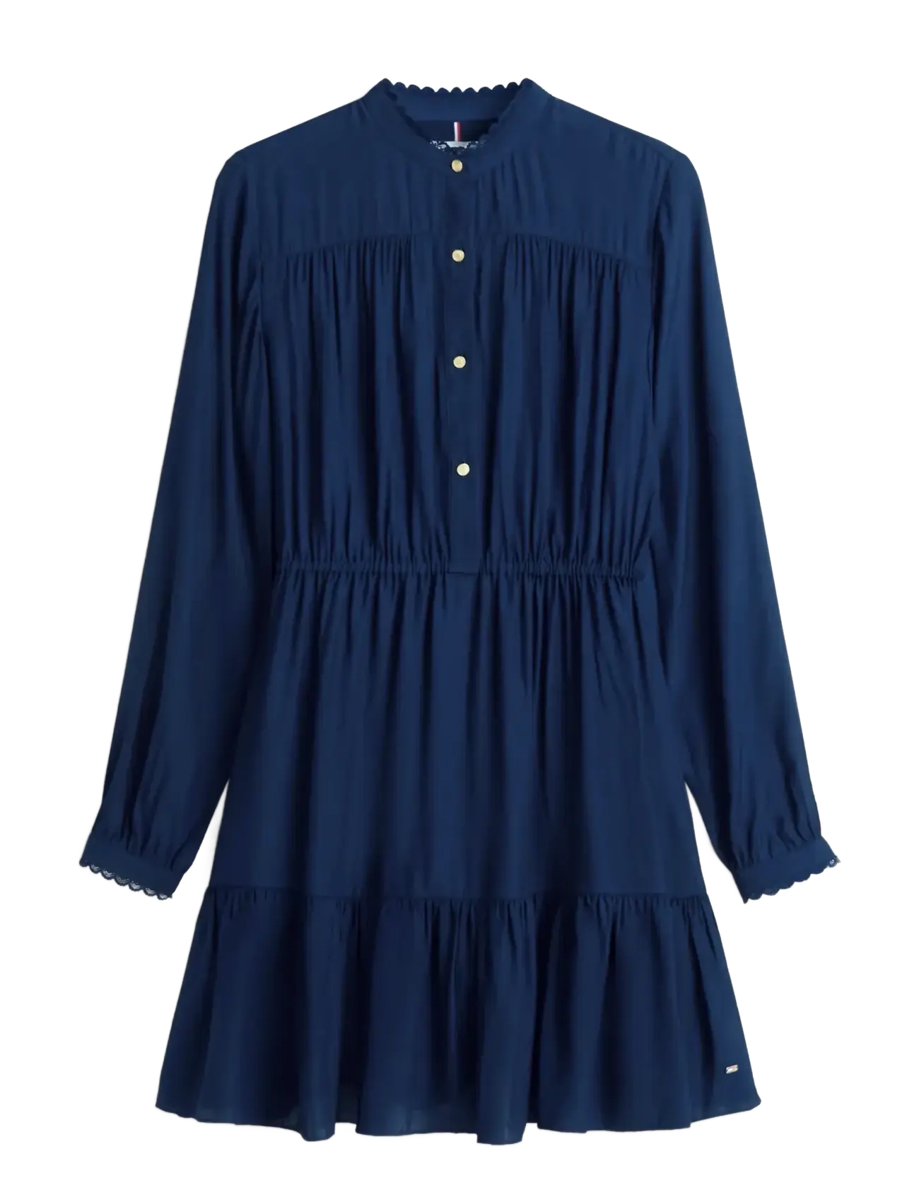 Tommy Hilfiger FLUID JACQUARD GATHERED DRESS - Premium-Styles - DARK NIGHT NAVY / navy