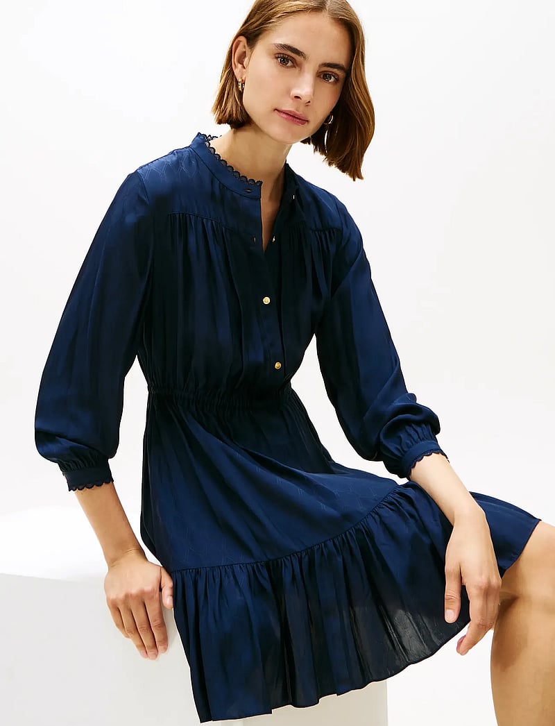 Tommy Hilfiger - FLUID JACQUARD GATHERED DRESS - kurze kleider - dark night navy - 3
