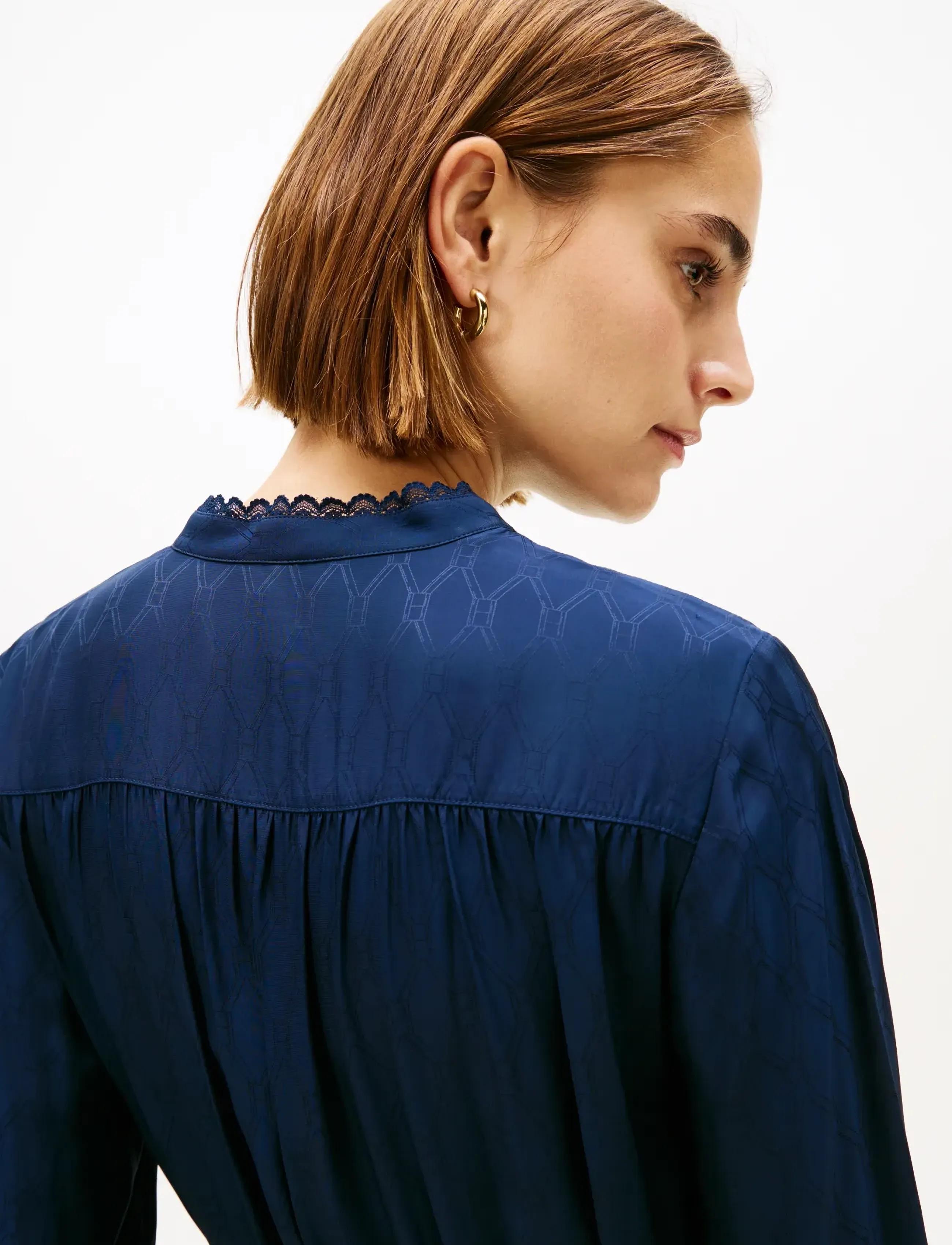 Tommy Hilfiger - FLUID JACQUARD GATHERED DRESS - korte kjoler - dark night navy - 4