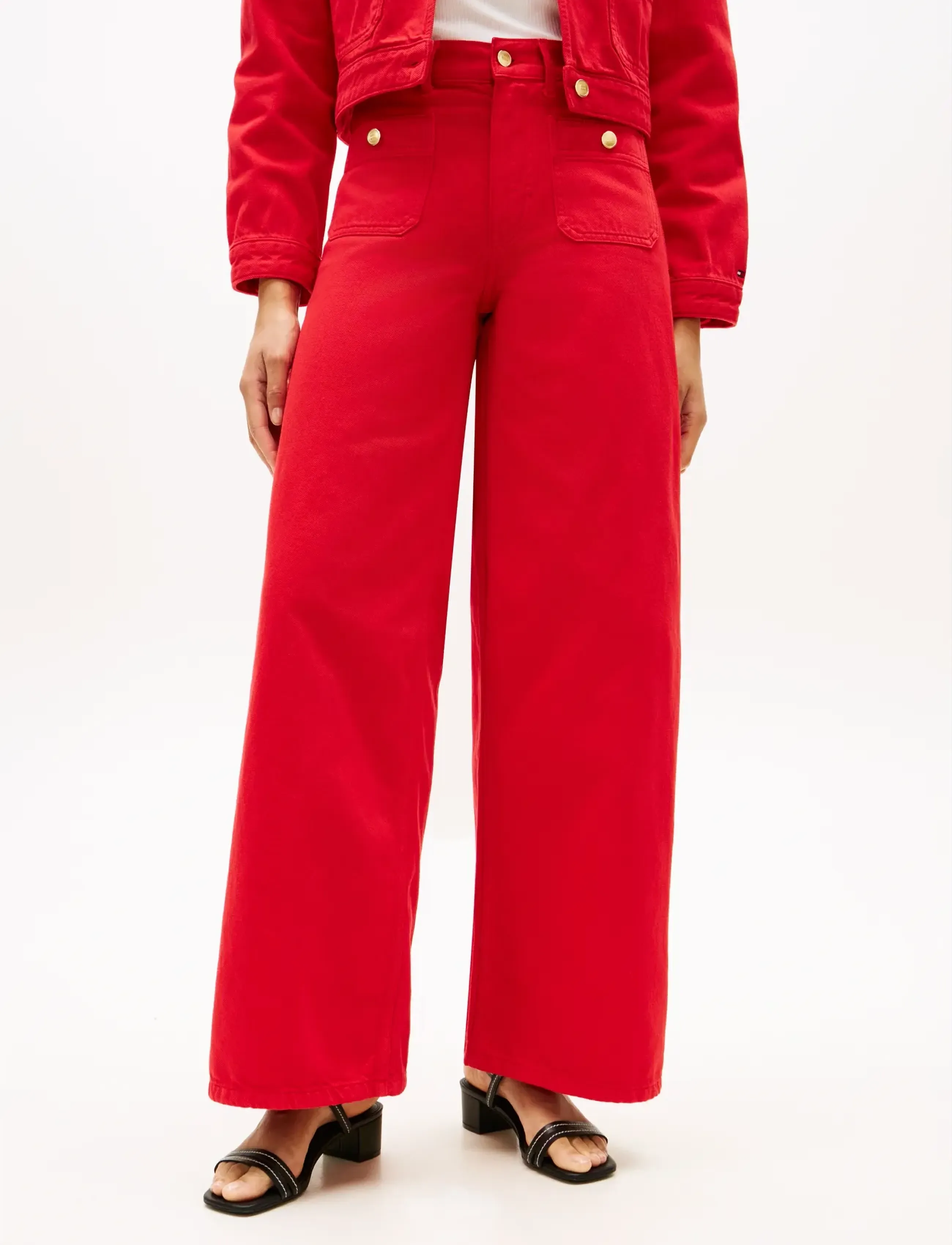 Tommy Hilfiger Dnm Clr 70S Wide Leg Hw, 26 x 32, Red, Bukser > Brede Ben, Dame