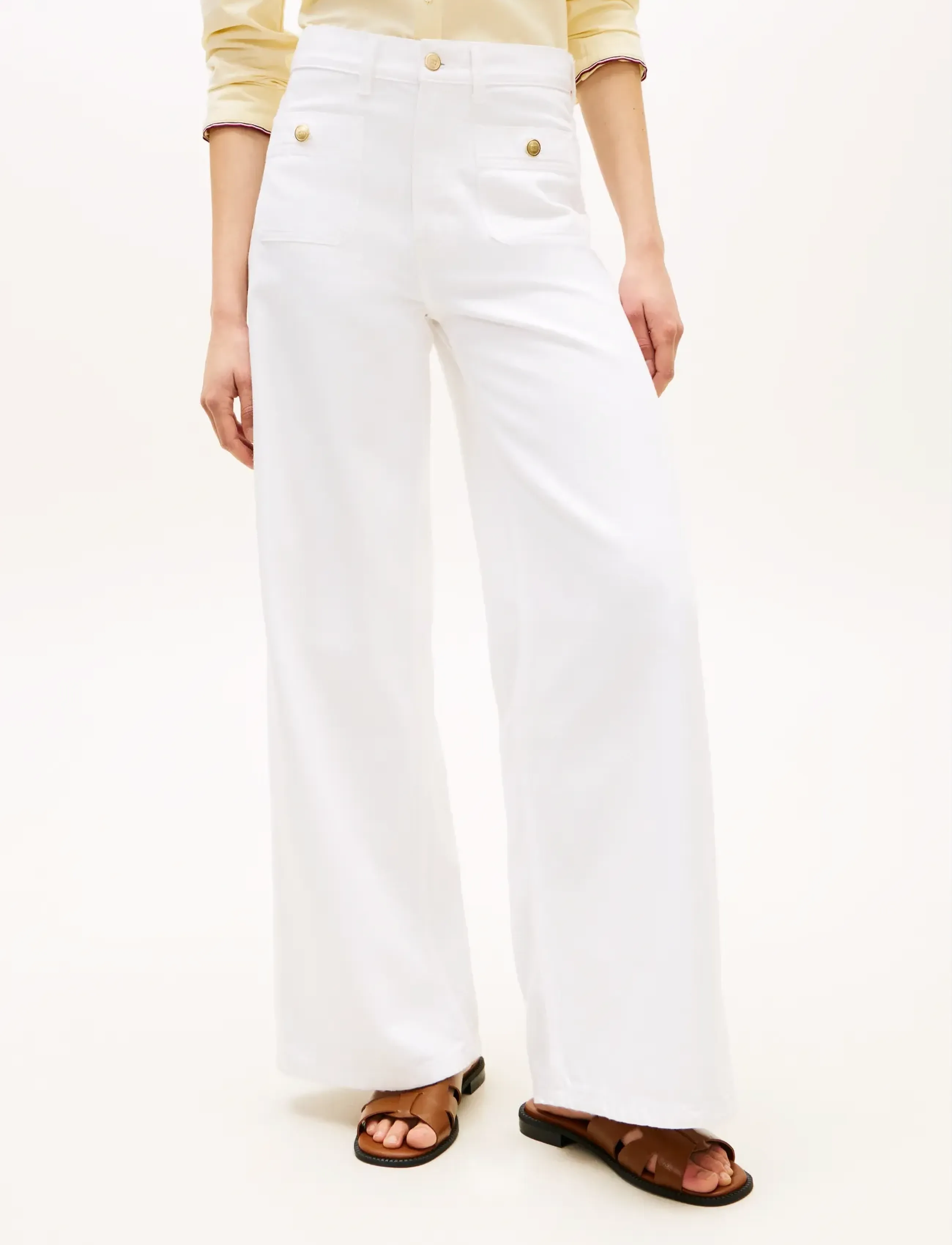Tommy Hilfiger DNM CLR 70S WIDE LEG HW - Laia säärega teksad - TH OPTIC WHITE / white