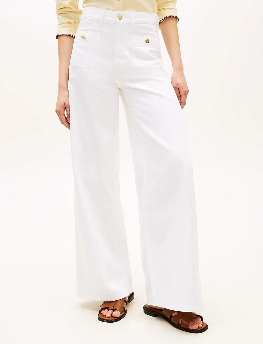 Tommy Hilfiger - DNM CLR 70S WIDE LEG HW - brede jeans - th optic white - 0