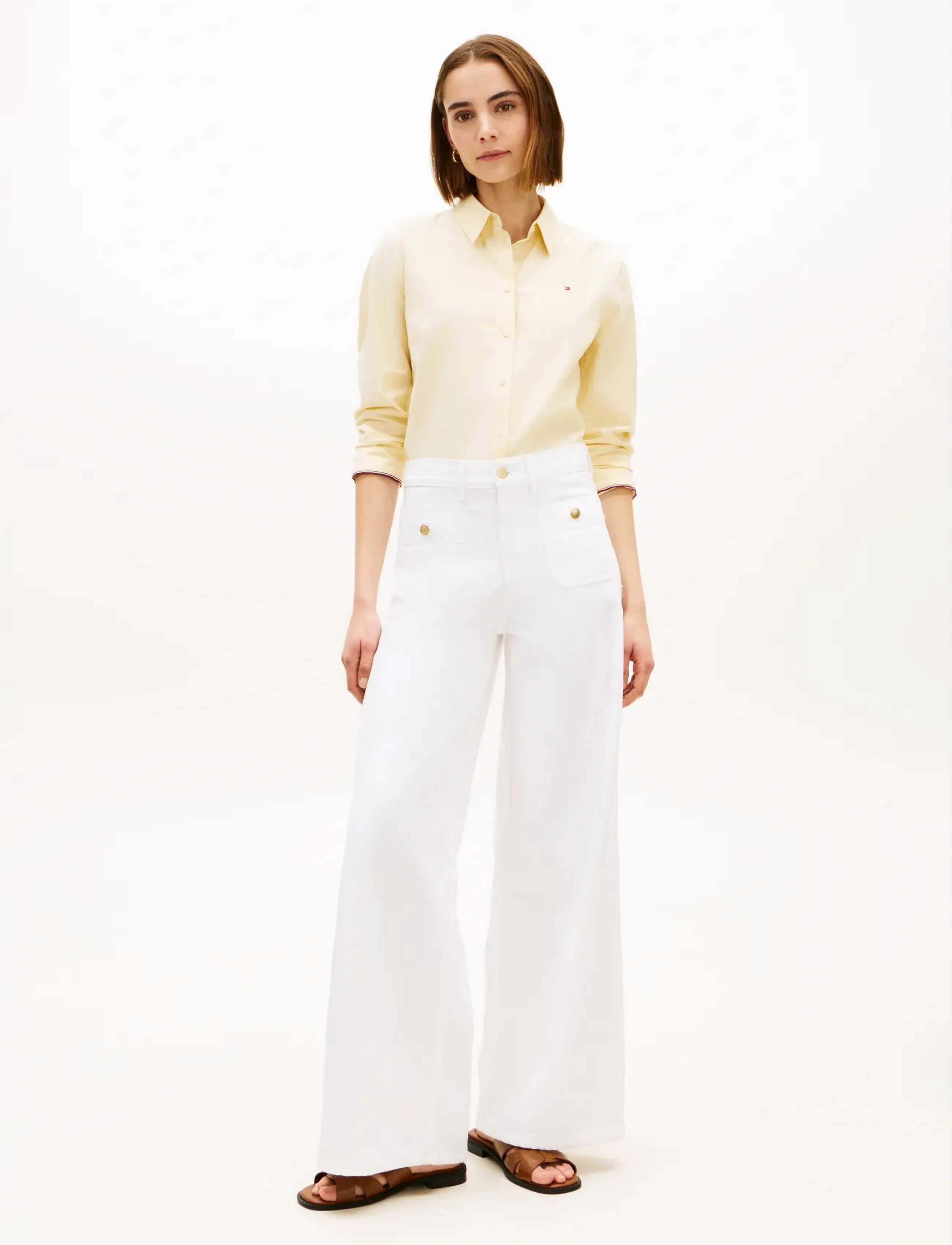 Tommy Hilfiger - DNM CLR 70S WIDE LEG HW - platūs džinsai - th optic white - 3