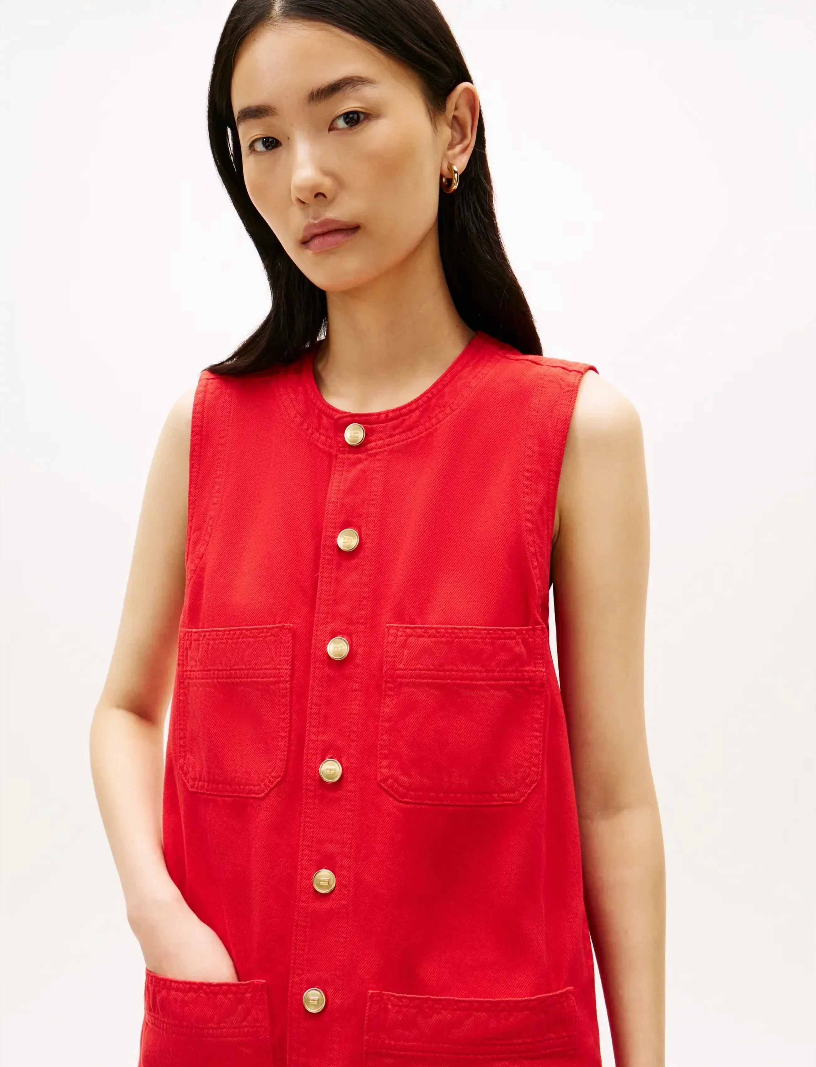 Tommy Hilfiger - DNM CLR SL MINI DRESS - skjortekjoler - fireworks - 2