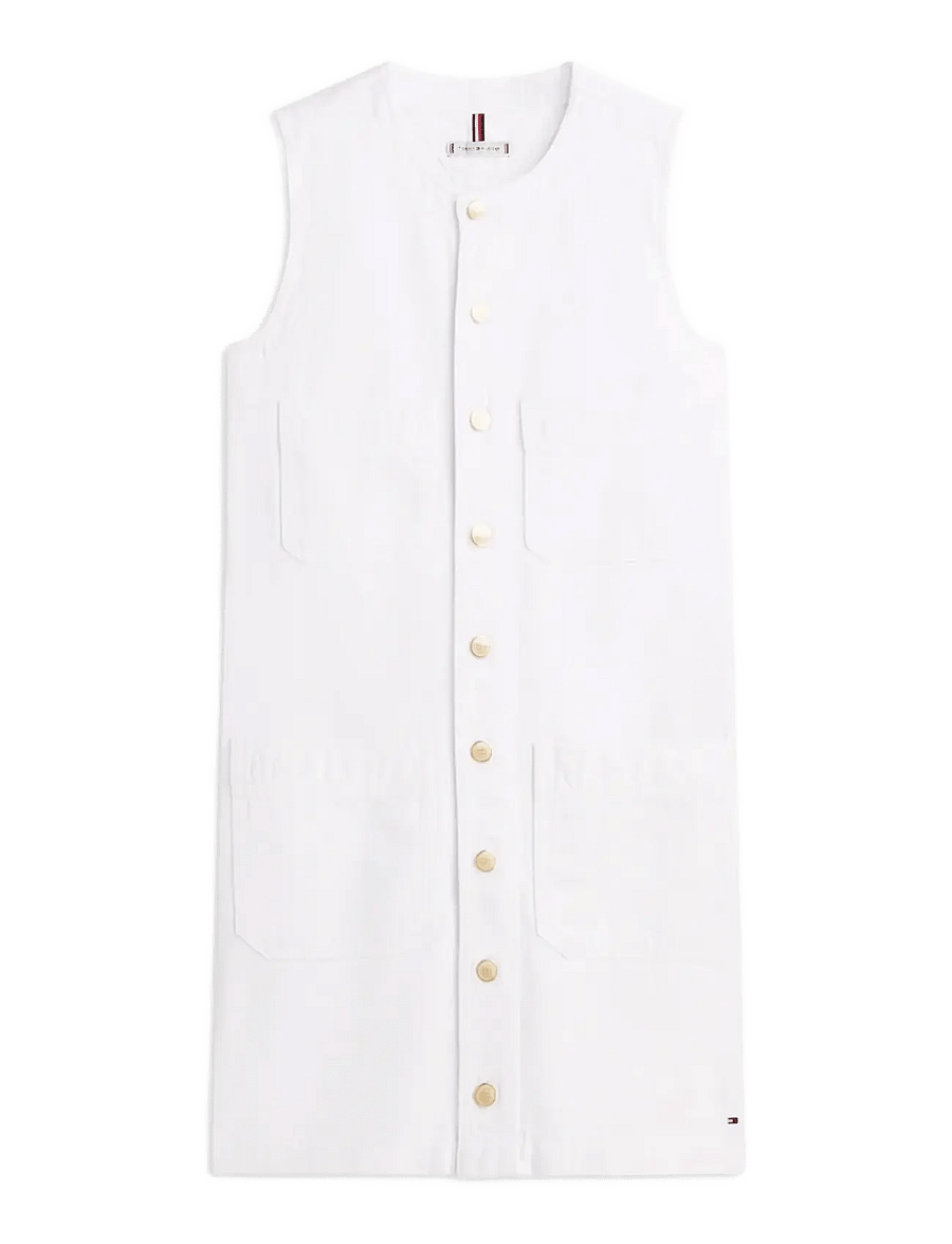 Tommy Hilfiger - DNM CLR SL MINI DRESS - skjortekjoler - th optic white - 1