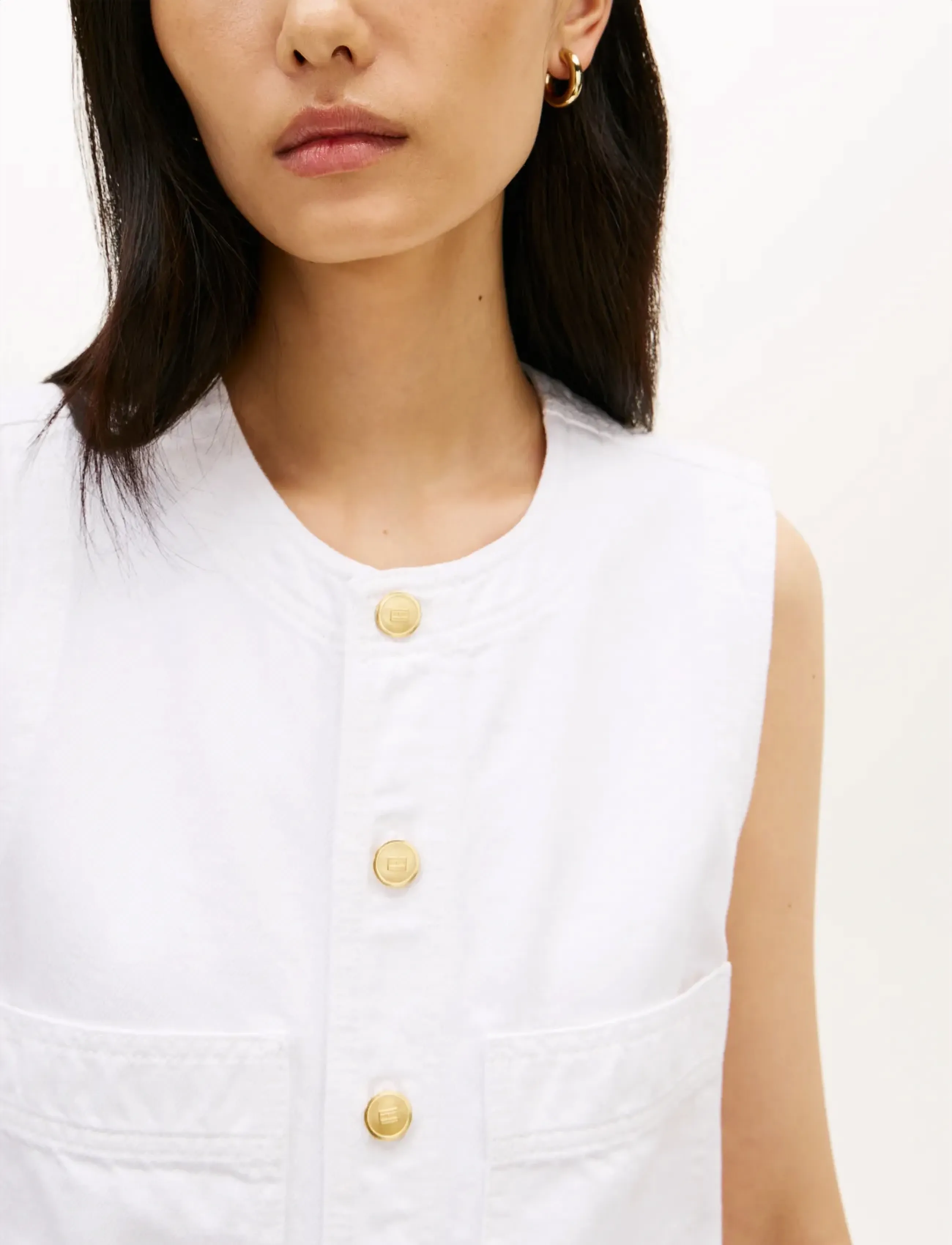 Tommy Hilfiger - DNM CLR SL MINI DRESS - skjortekjoler - th optic white - 4