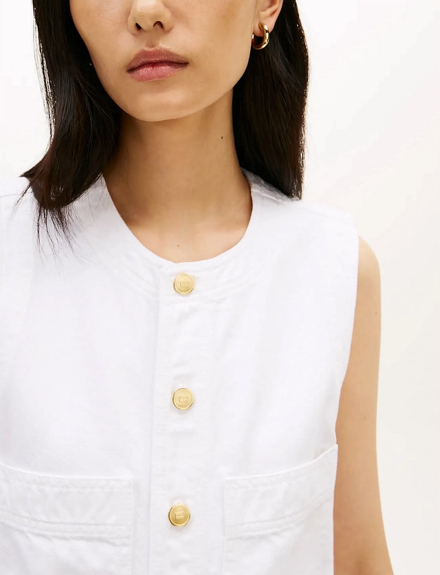 Tommy Hilfiger - DNM CLR SL MINI DRESS - skjortekjoler - th optic white - 4
