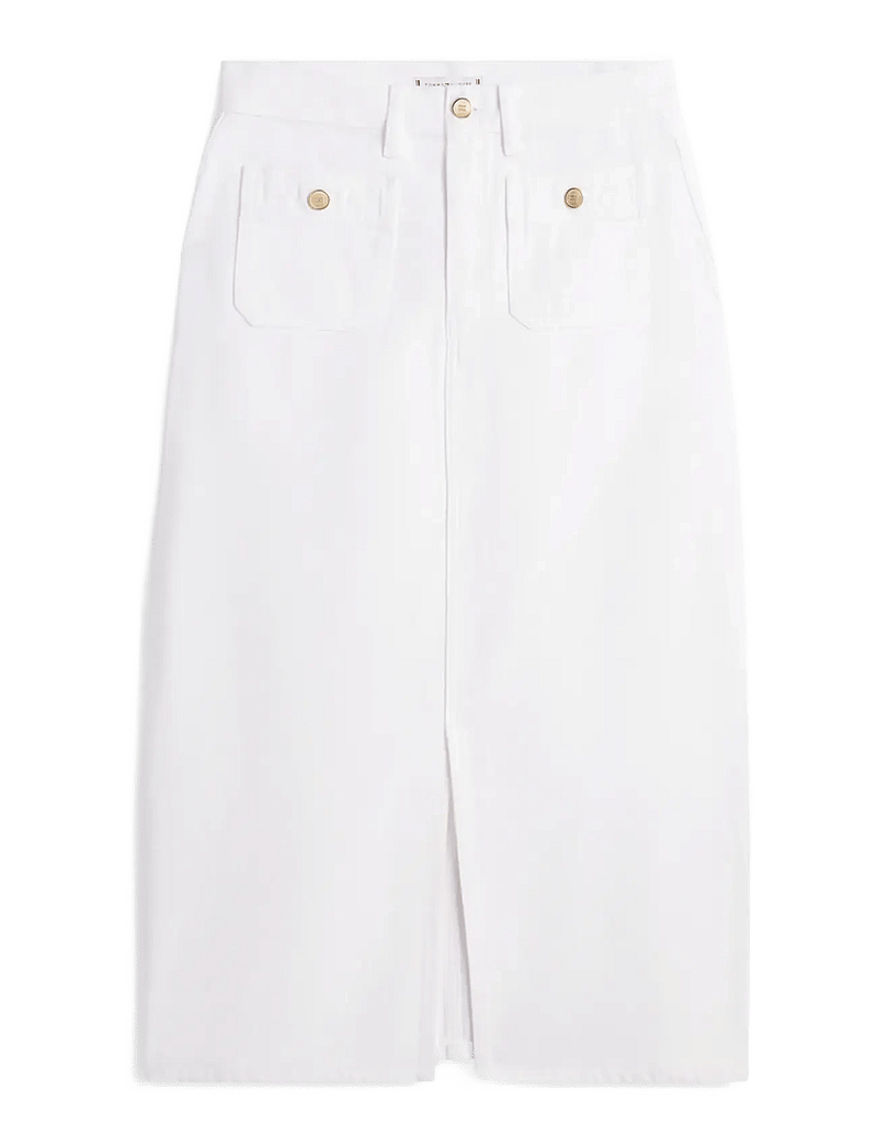 Tommy Hilfiger - DNM WHITE MIDI STRAIGHT SKIRT HW - midi skirts - th optic white - 1