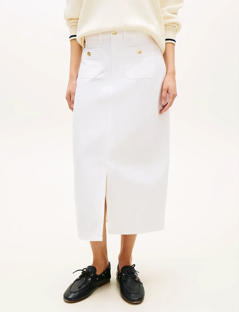 Tommy Hilfiger - DNM WHITE MIDI STRAIGHT SKIRT HW - midi skirts - th optic white - 0