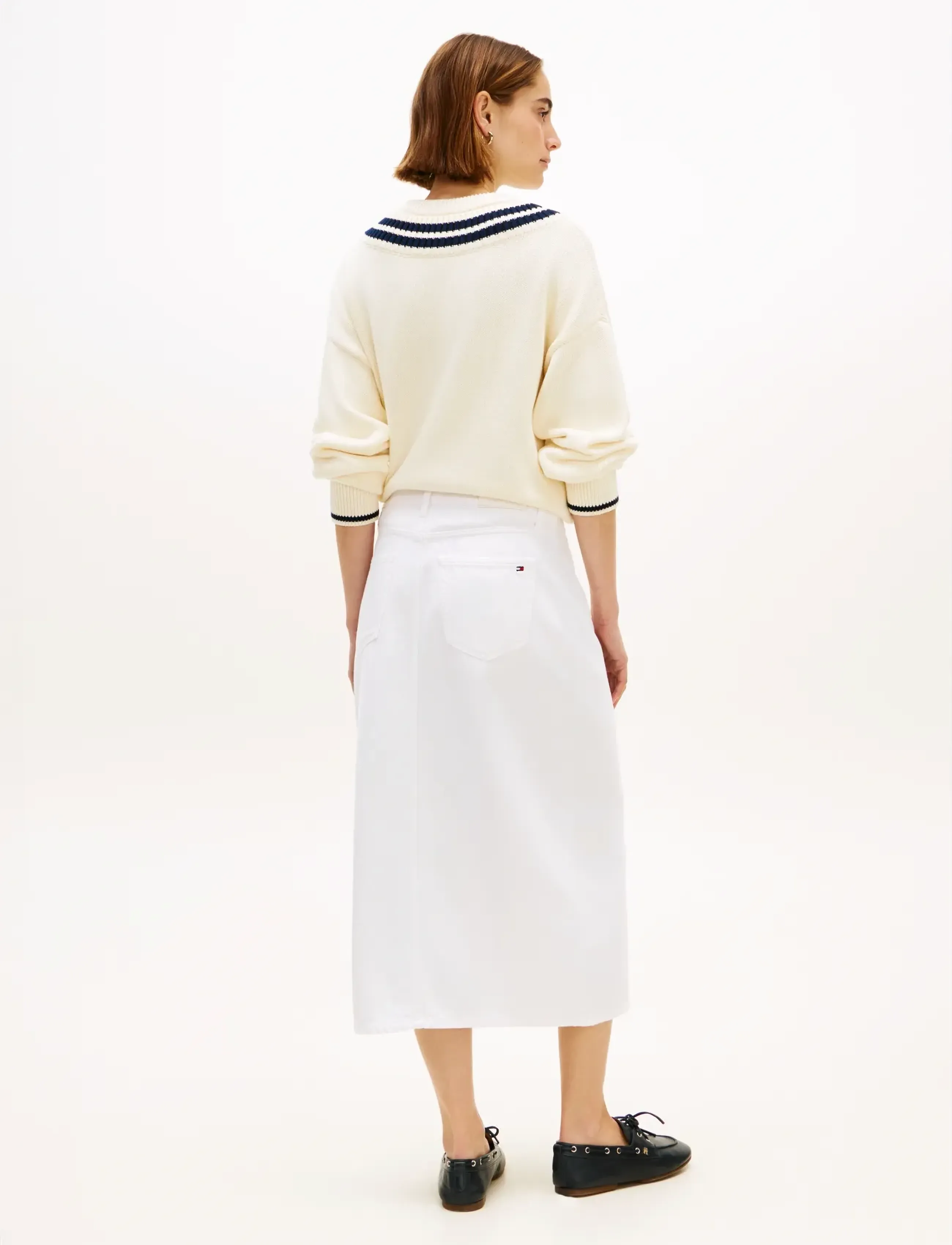 Tommy Hilfiger - DNM WHITE MIDI STRAIGHT SKIRT HW - midi nederdele - th optic white - 2