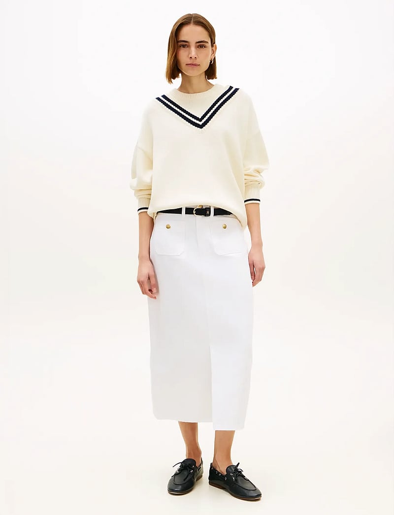 Tommy Hilfiger - DNM WHITE MIDI STRAIGHT SKIRT HW - midi skirts - th optic white - 3