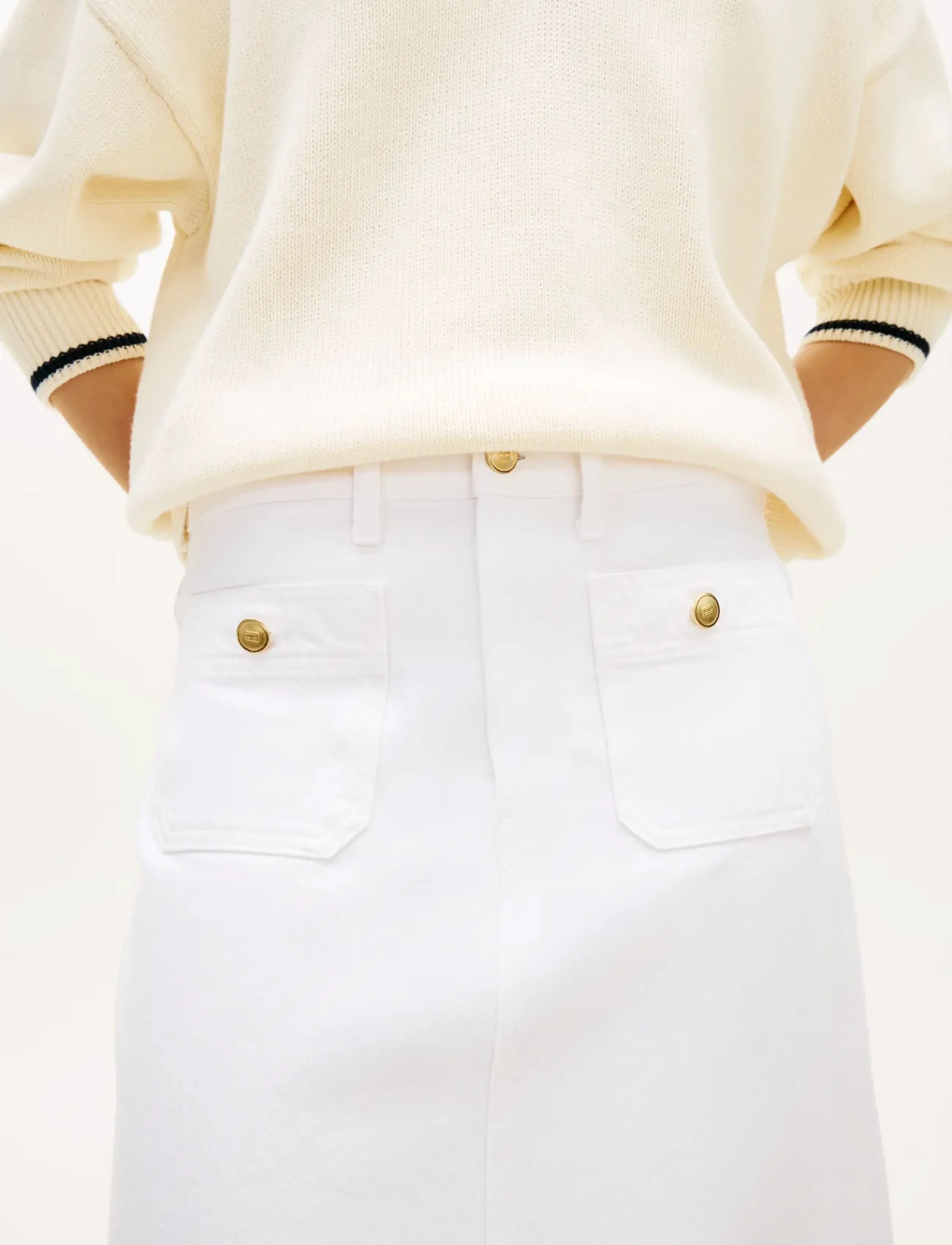 Tommy Hilfiger - DNM WHITE MIDI STRAIGHT SKIRT HW - midi skirts - th optic white - 4