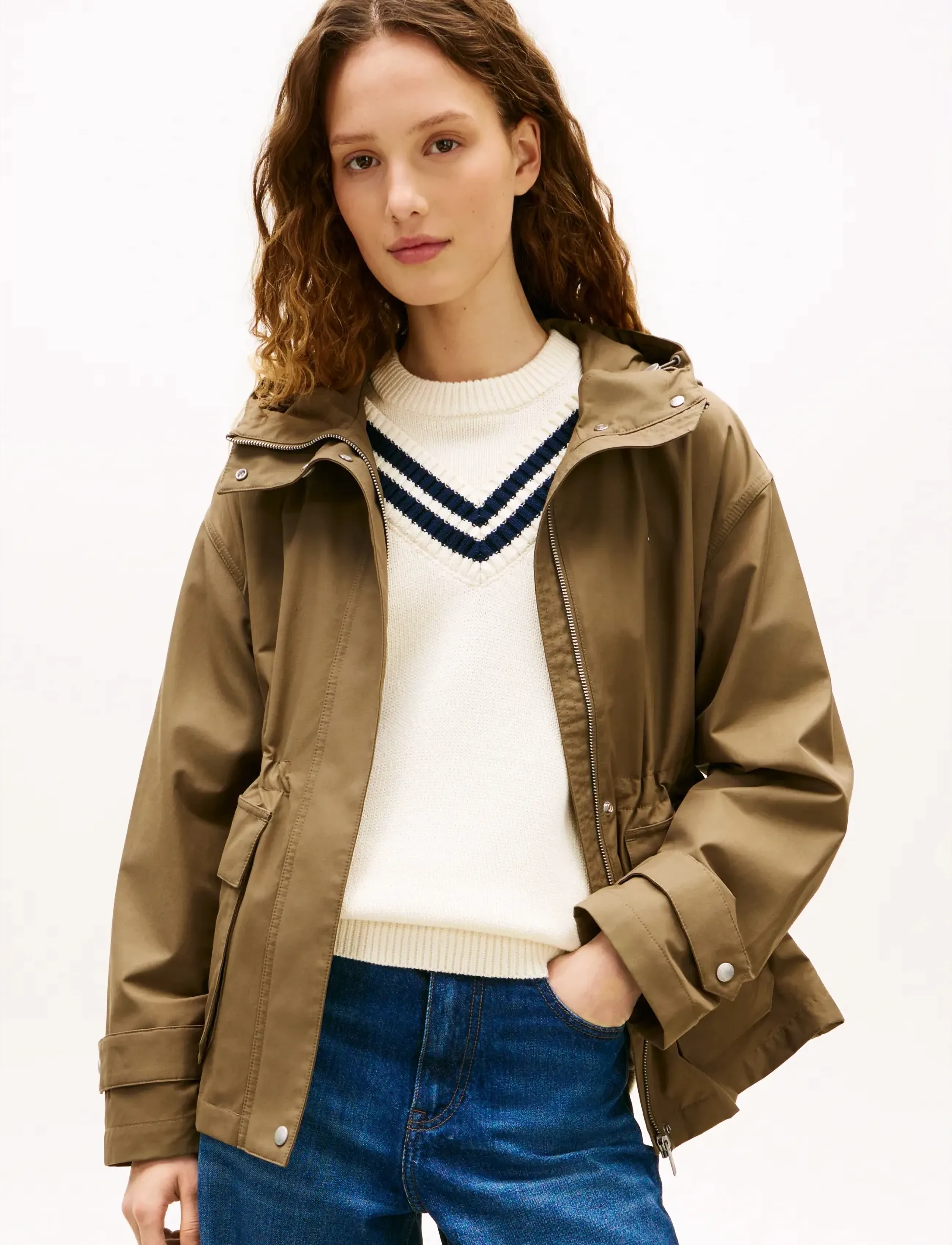 Tommy Hilfiger COTTON NYLON UTILITY SHORT PARKA - Tommy Hilfiger - MEDITERRANEAN OLIVE / khaki/green