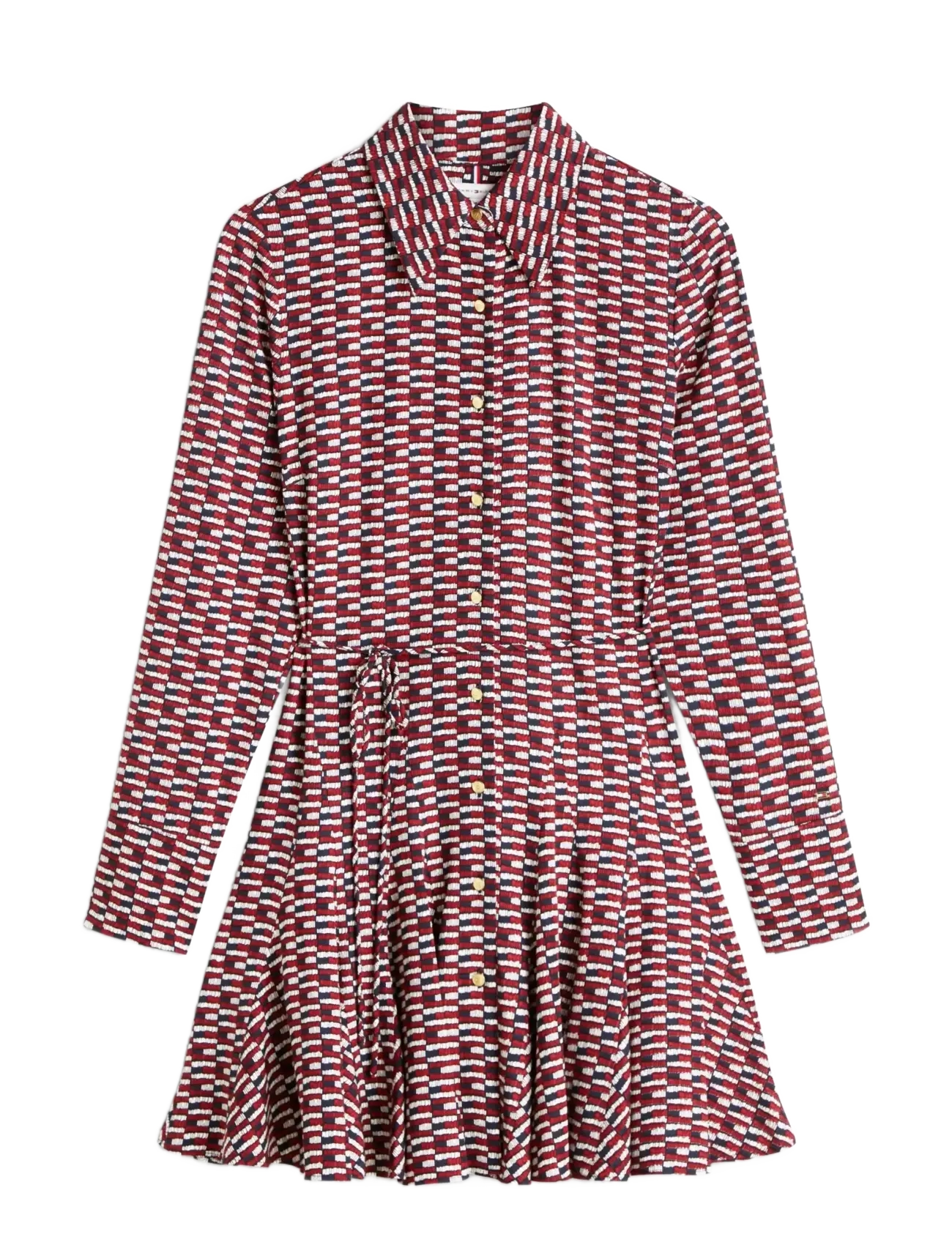 VIS TWILL LS MINI DRESS - LOGO PRINT NAVY