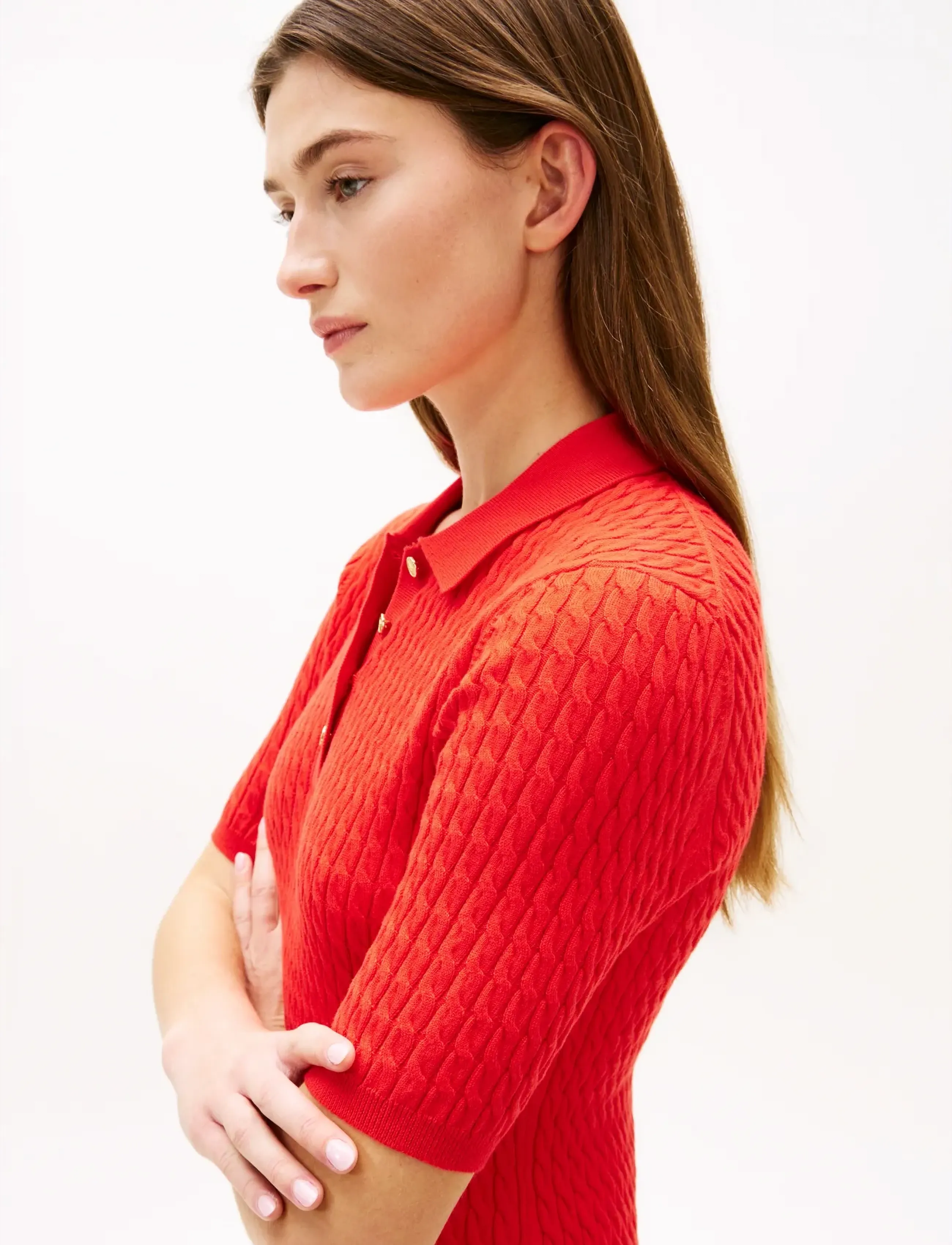 Tommy Hilfiger - CO CABLE FINE GG S/S POLO DRESS - knitted dresses - fireworks - 2