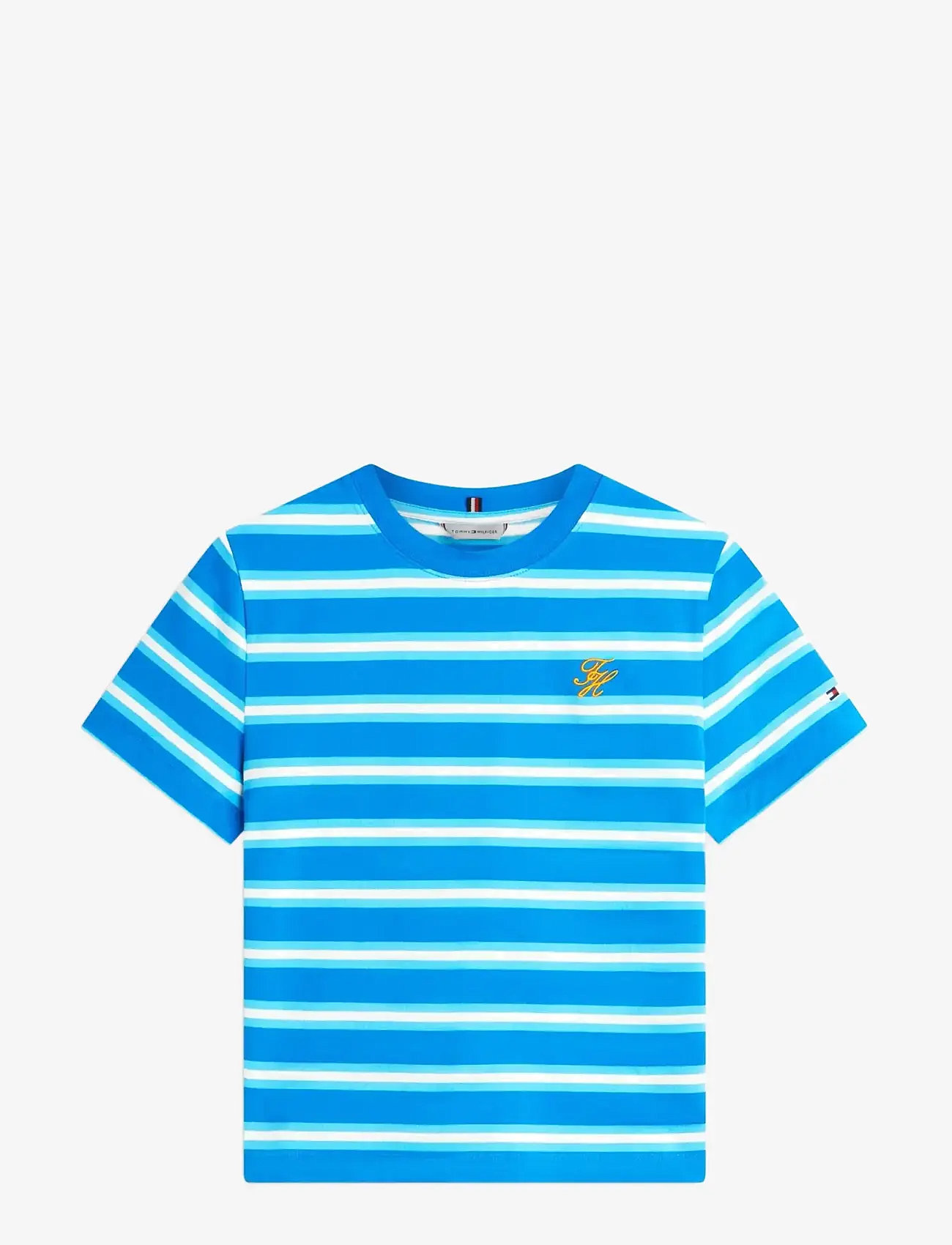 Tommy Hilfiger - TH SCRIPT REG C-NK SS TEE - laveste priser - preppy stripe blue orbit   frigid - 1