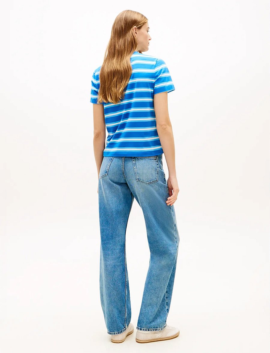 Tommy Hilfiger - TH SCRIPT REG C-NK SS TEE - t-shirts - preppy stripe blue orbit frigid - 2