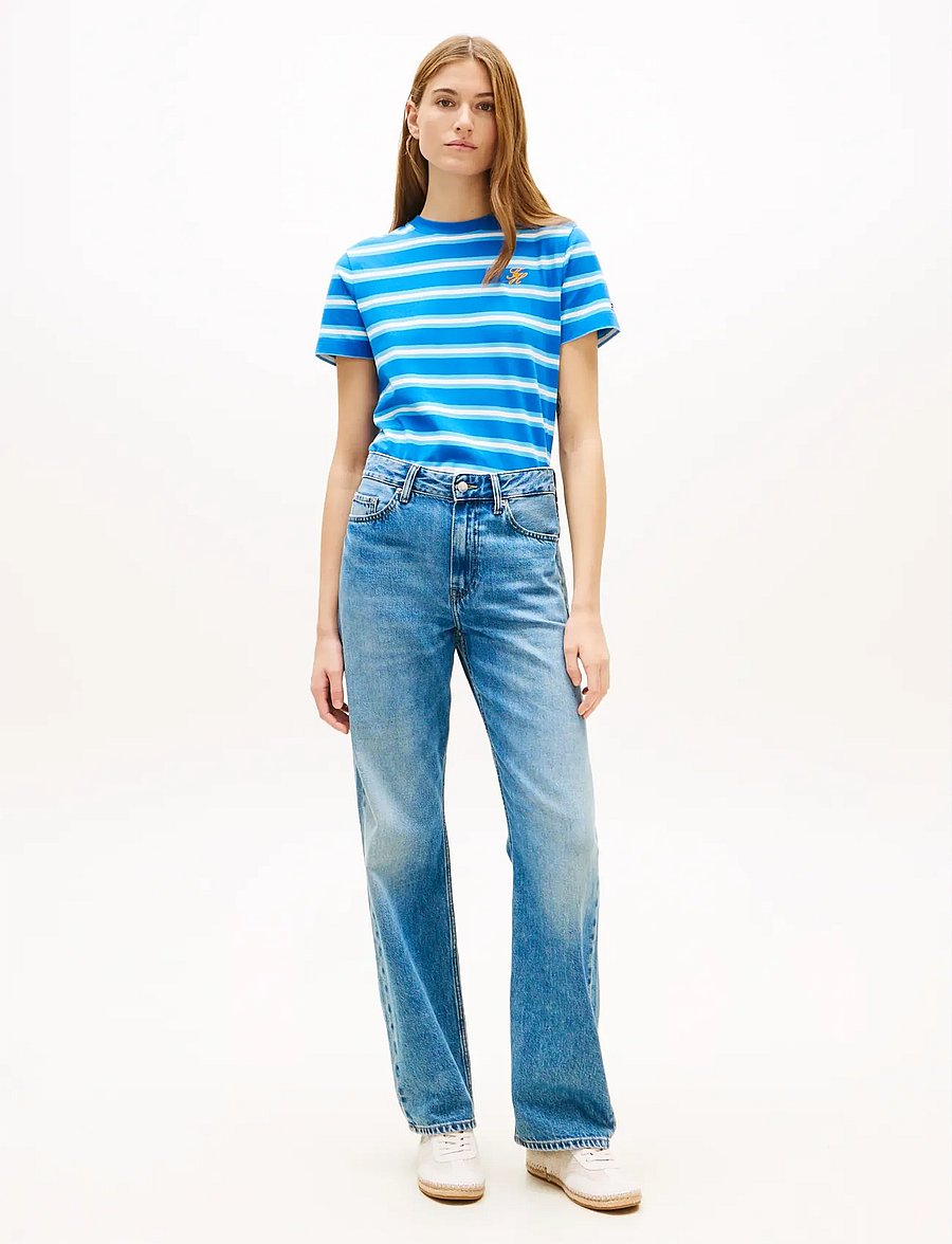 Tommy Hilfiger - TH SCRIPT REG C-NK SS TEE - t-shirts - preppy stripe blue orbit frigid - 3