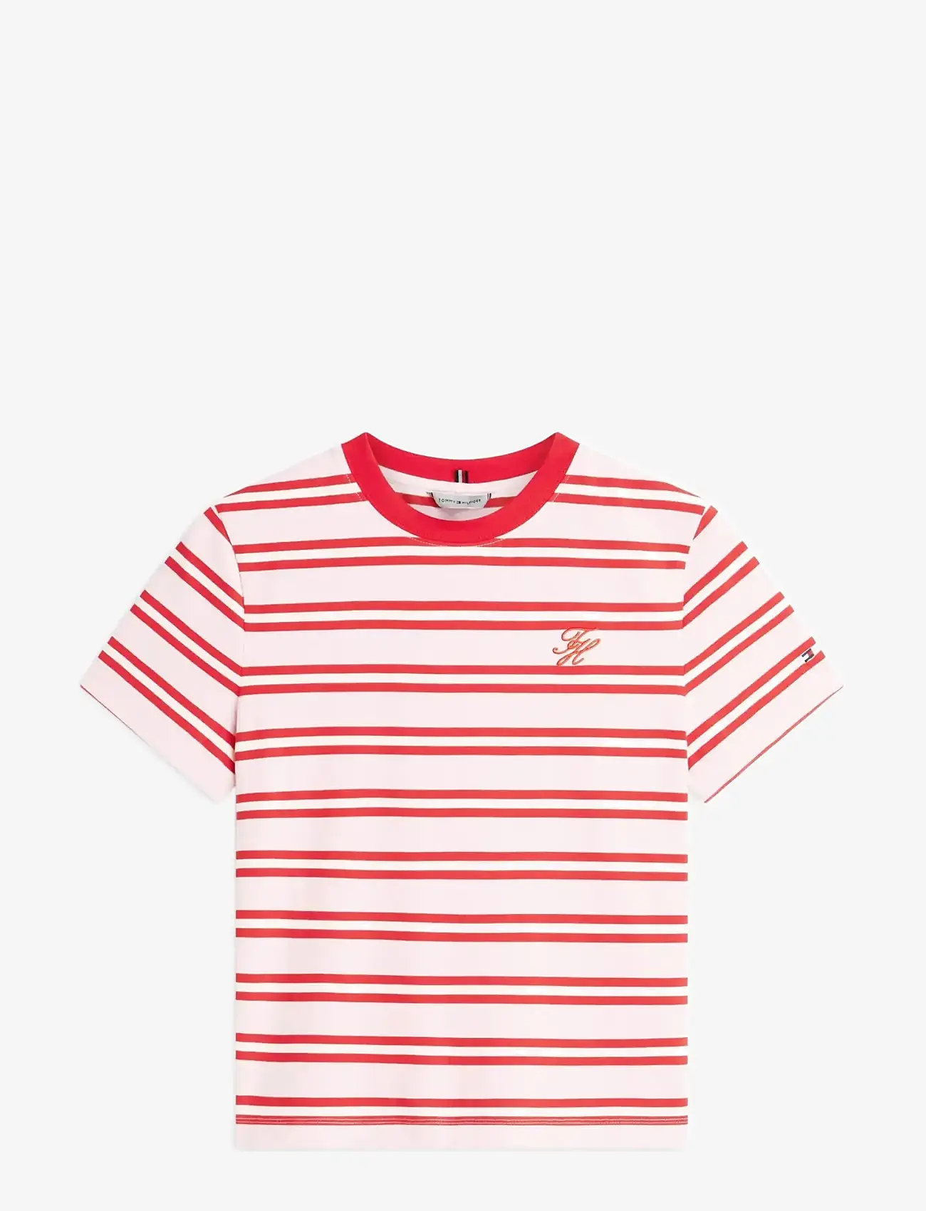 Tommy Hilfiger - TH SCRIPT REG C-NK SS TEE - t-shirts - preppy stripe bonita pink fireworks - 1