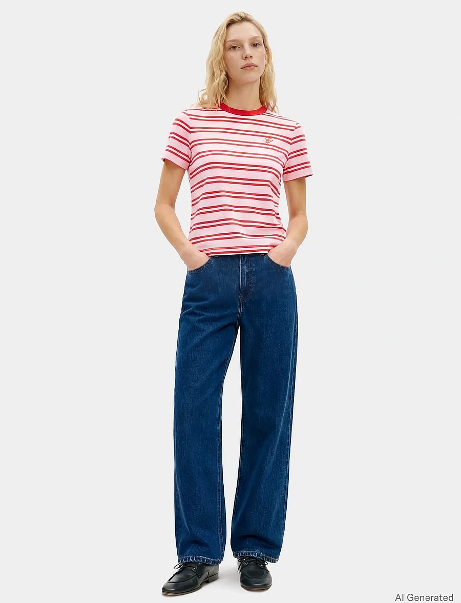Tommy Hilfiger - TH SCRIPT REG C-NK SS TEE - t-särgid - preppy stripe bonita pink fireworks - 4