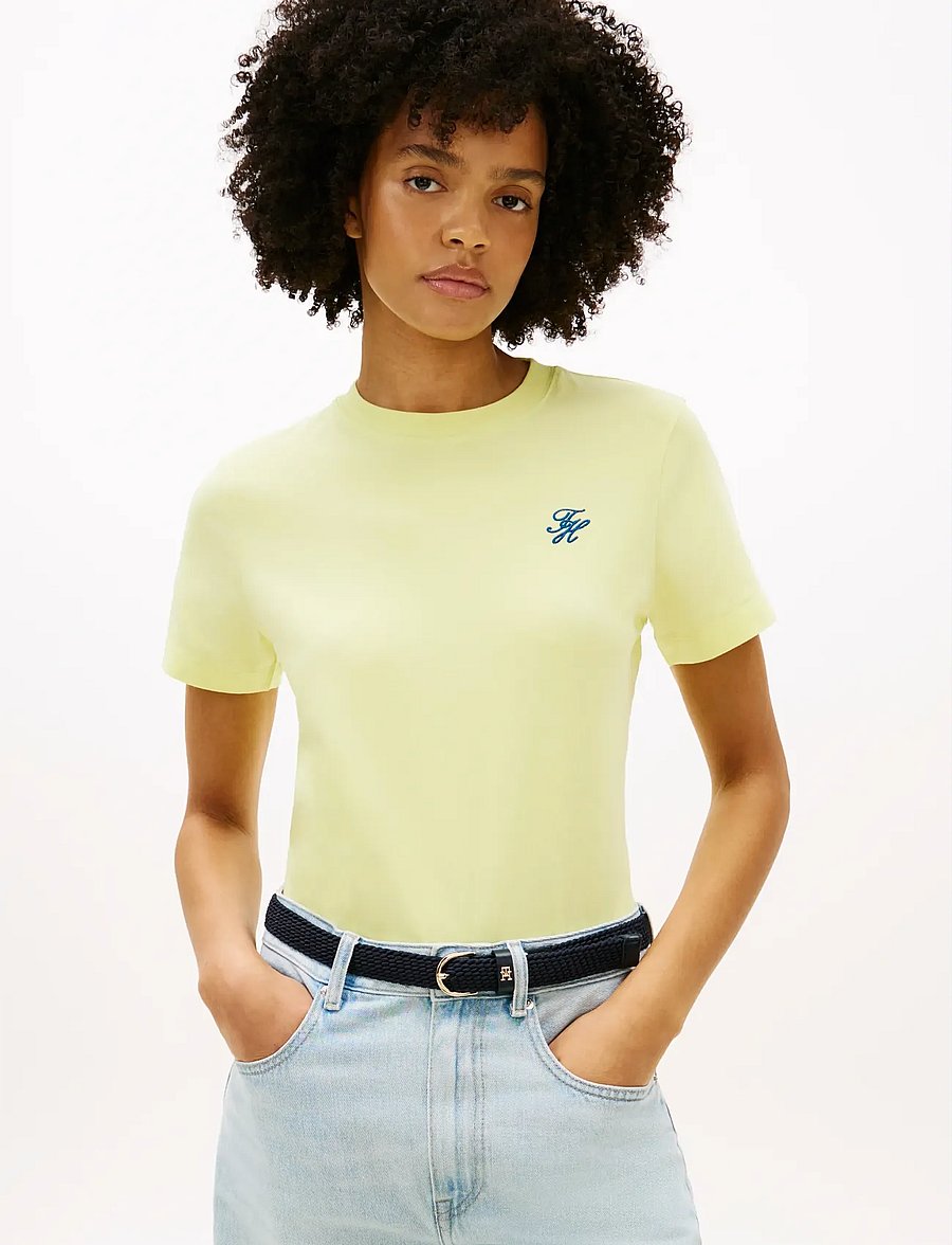 Tommy Hilfiger - TH SCRIPT REG C-NK SS TEE - t-shirts - faded fluro - 0