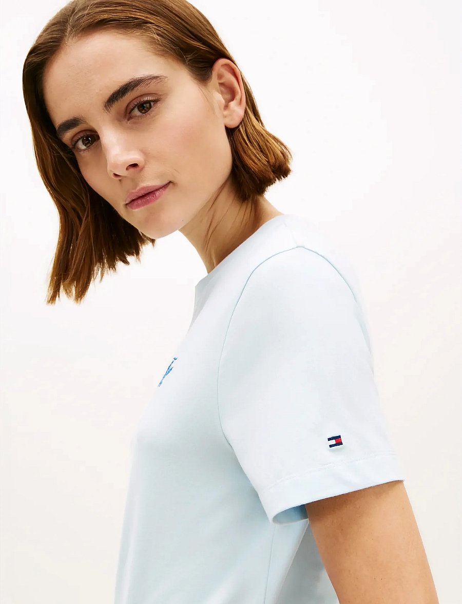 Tommy Hilfiger - TH SCRIPT REG C-NK SS TEE - t-shirts - keepsake blue - 4
