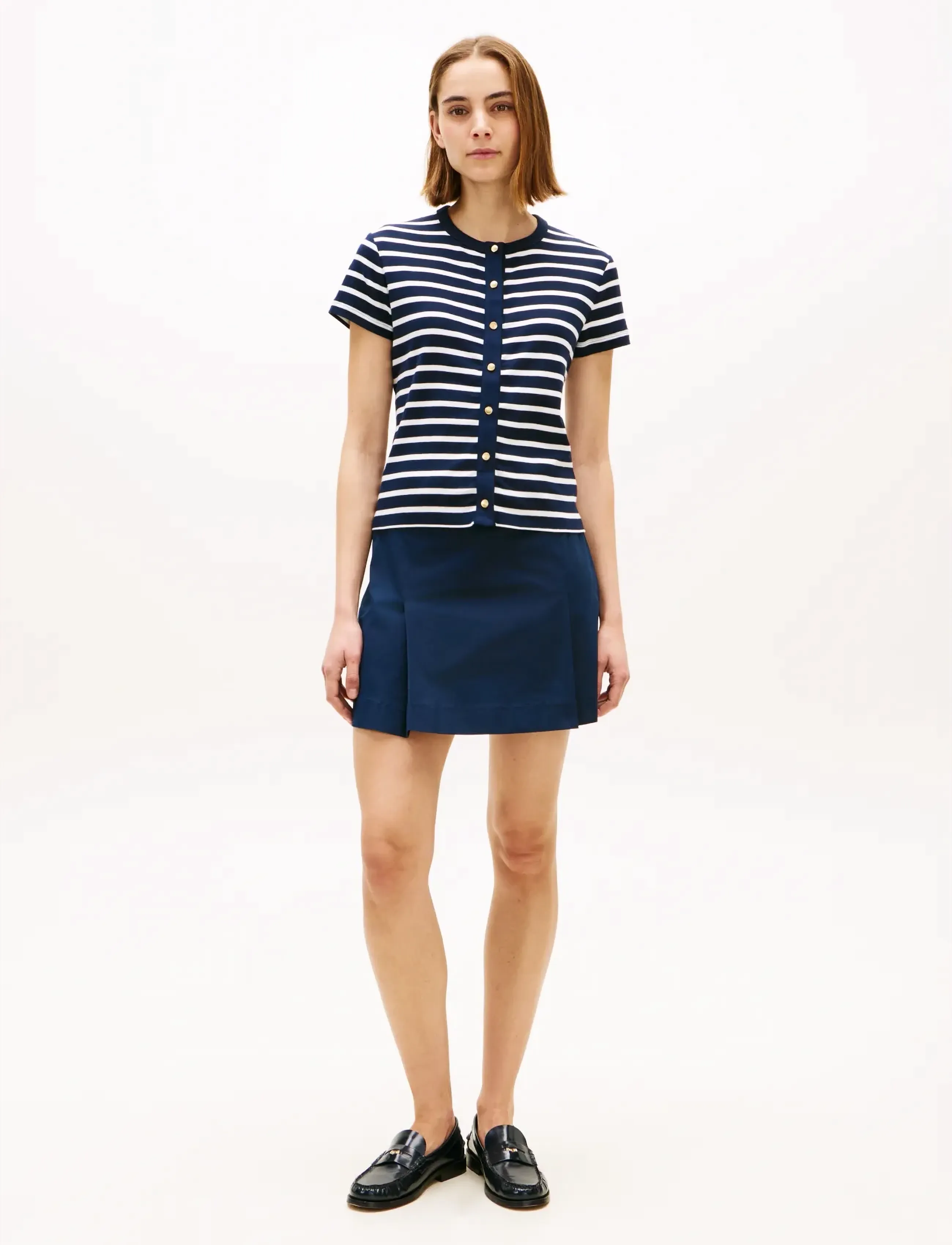 Tommy Hilfiger - GOLD BUTTON SLIM SS TEE - t-shirts - breton stripe dark night   ecru - 3