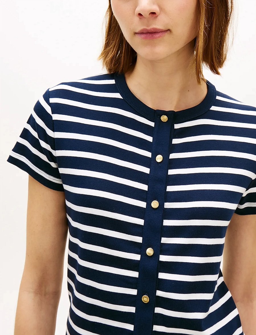 Tommy Hilfiger - GOLD BUTTON SLIM SS TEE - t-särgid - breton stripe dark night ecru - 5