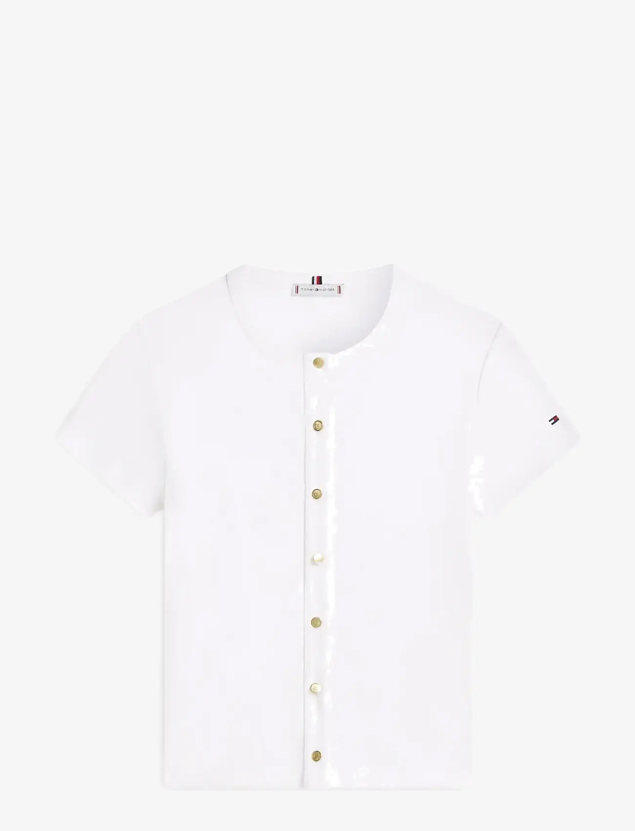 Tommy Hilfiger - GOLD BUTTON SLIM SS TEE - t-särgid - ecru - 1