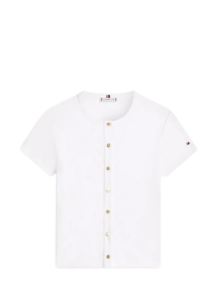 Tommy Hilfiger - GOLD BUTTON SLIM SS TEE - t-särgid - ecru - 1