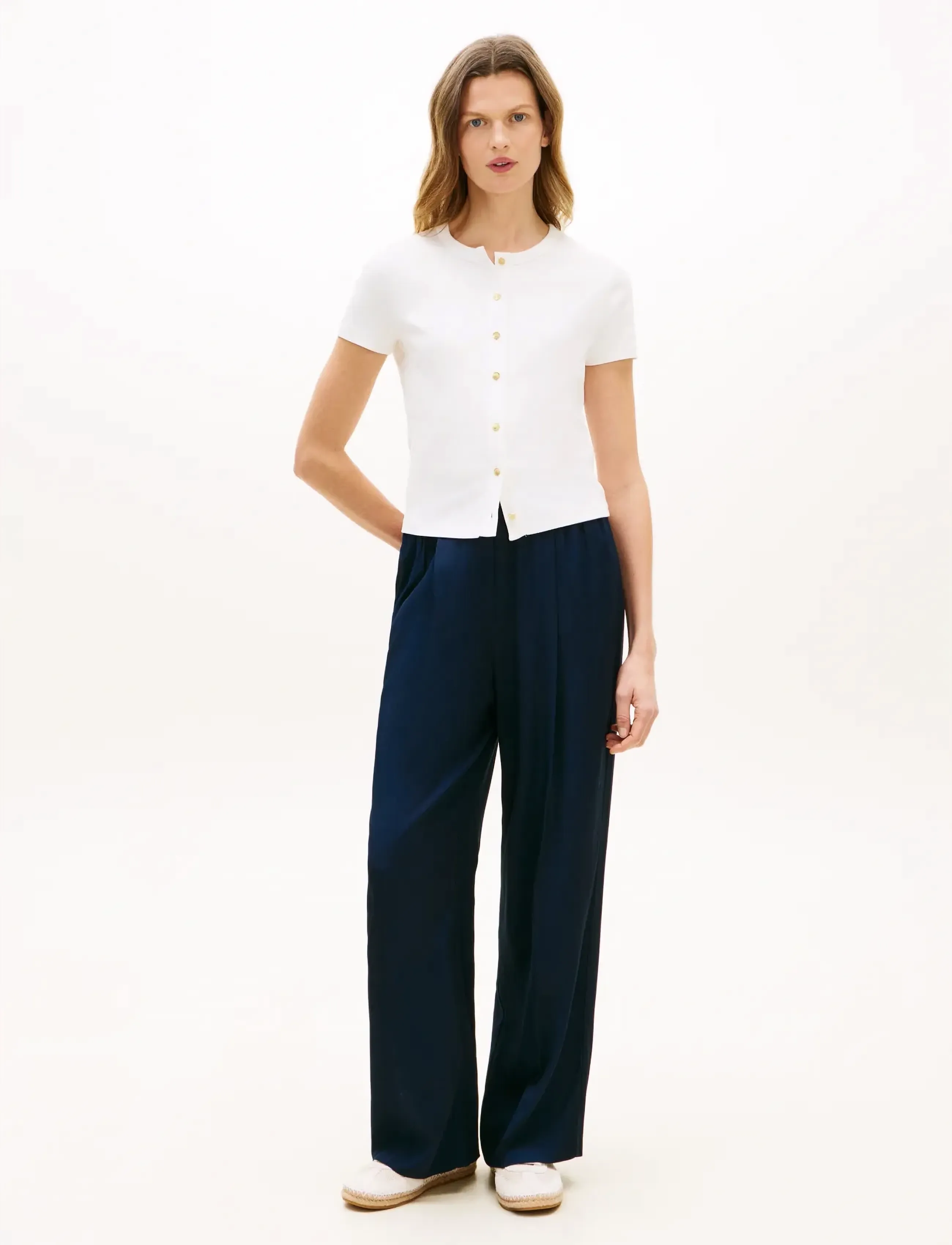TOMMY HILFIGER Gold Button Slim Ss Tee blusar dam – bild 3