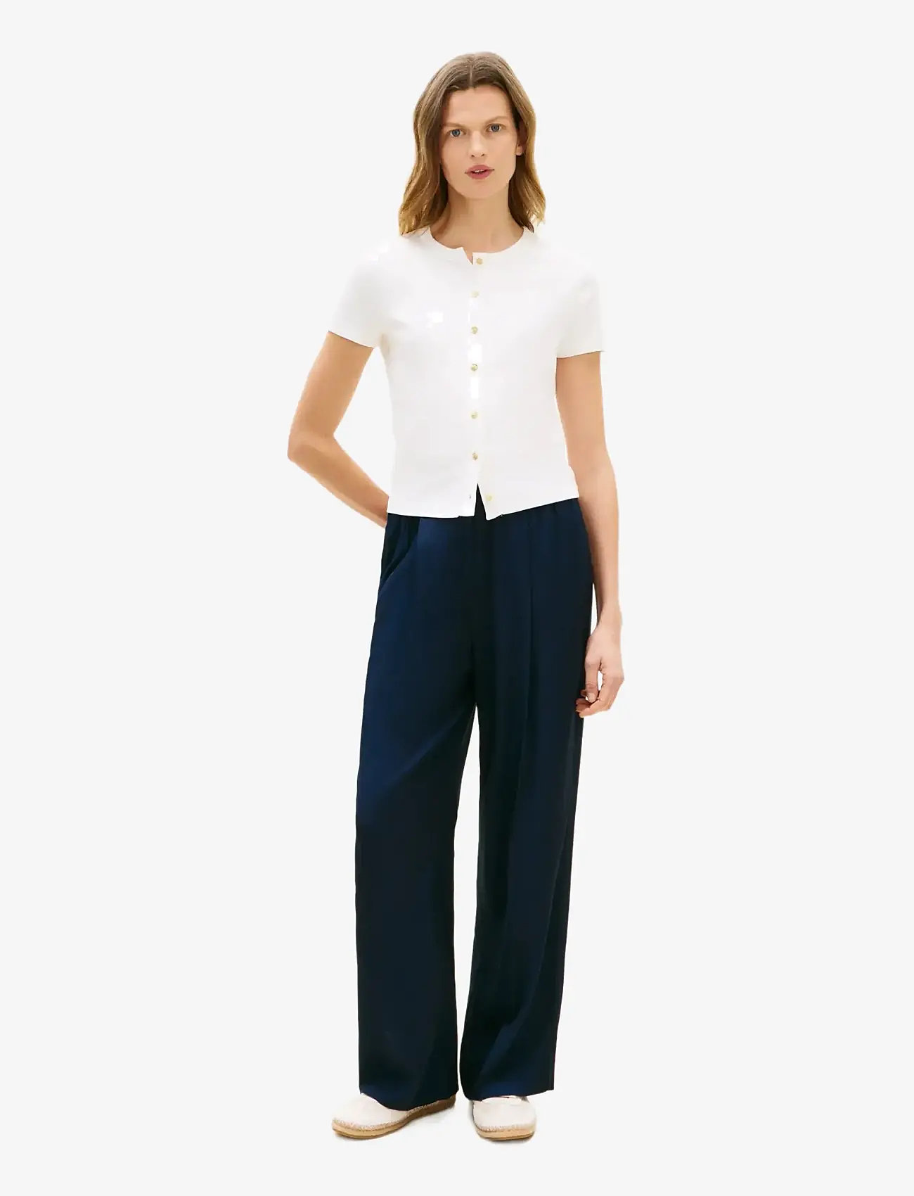 Tommy Hilfiger - GOLD BUTTON SLIM SS TEE - t-särgid - ecru - 2