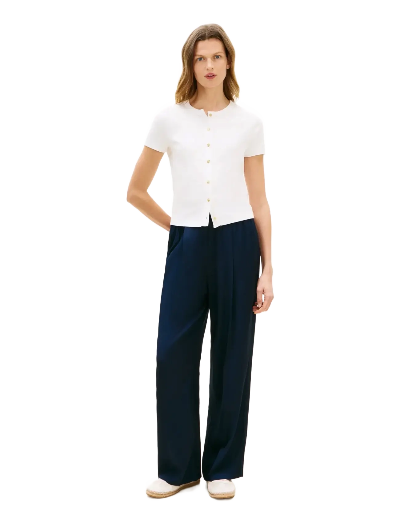 Tommy Hilfiger - GOLD BUTTON SLIM SS TEE - t-krekli - ecru - 2