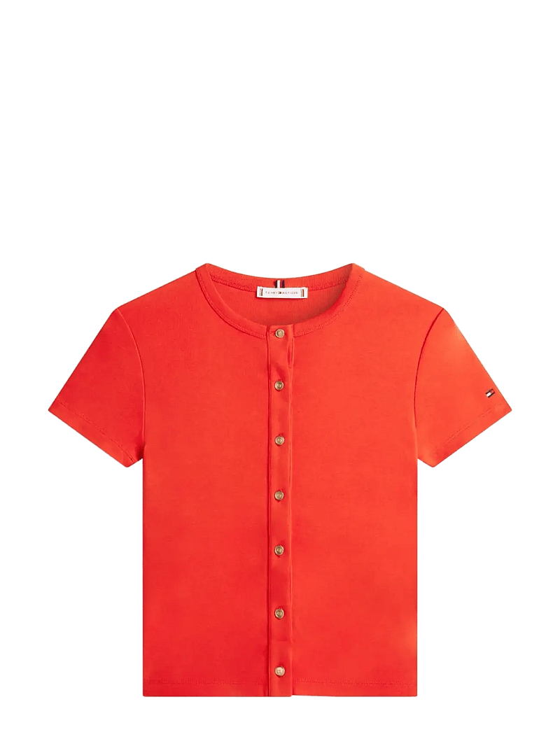 Tommy Hilfiger - GOLD BUTTON SLIM SS TEE - t-shirts - fireworks - 1