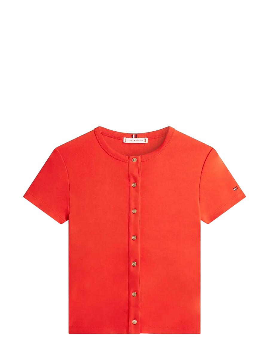 Tommy Hilfiger - GOLD BUTTON SLIM SS TEE - t-shirts - fireworks - 1