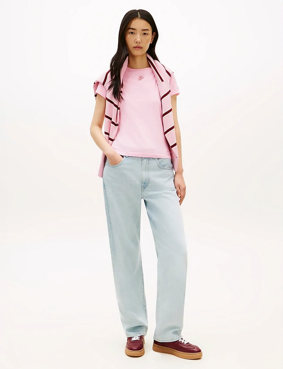 Tommy Hilfiger - TH SCRIPT SLIM SS TEE - t-shirts - classic pink - 3
