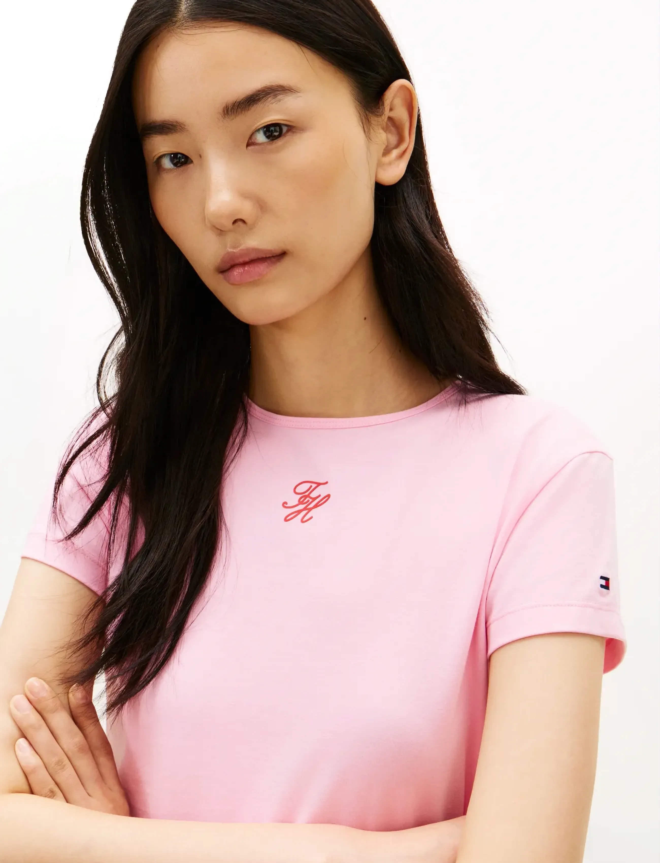 Tommy Hilfiger - TH SCRIPT SLIM SS TEE - t-shirts - classic pink - 4