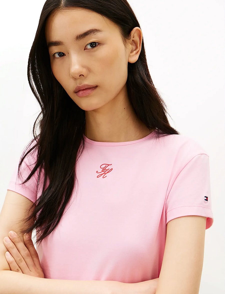 Tommy Hilfiger - TH SCRIPT SLIM SS TEE - t-shirts - classic pink - 4