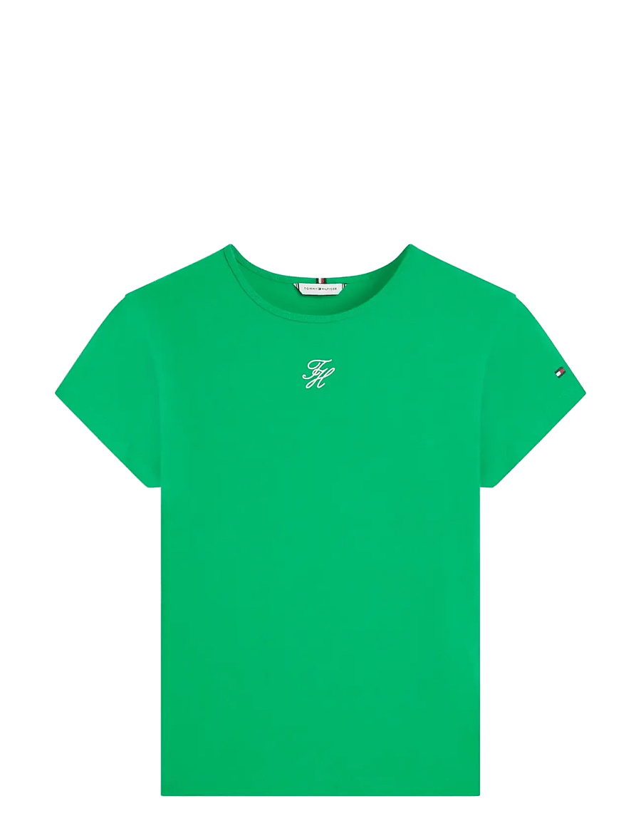 Tommy Hilfiger - TH SCRIPT SLIM SS TEE - t-shirts - courtside green - 1