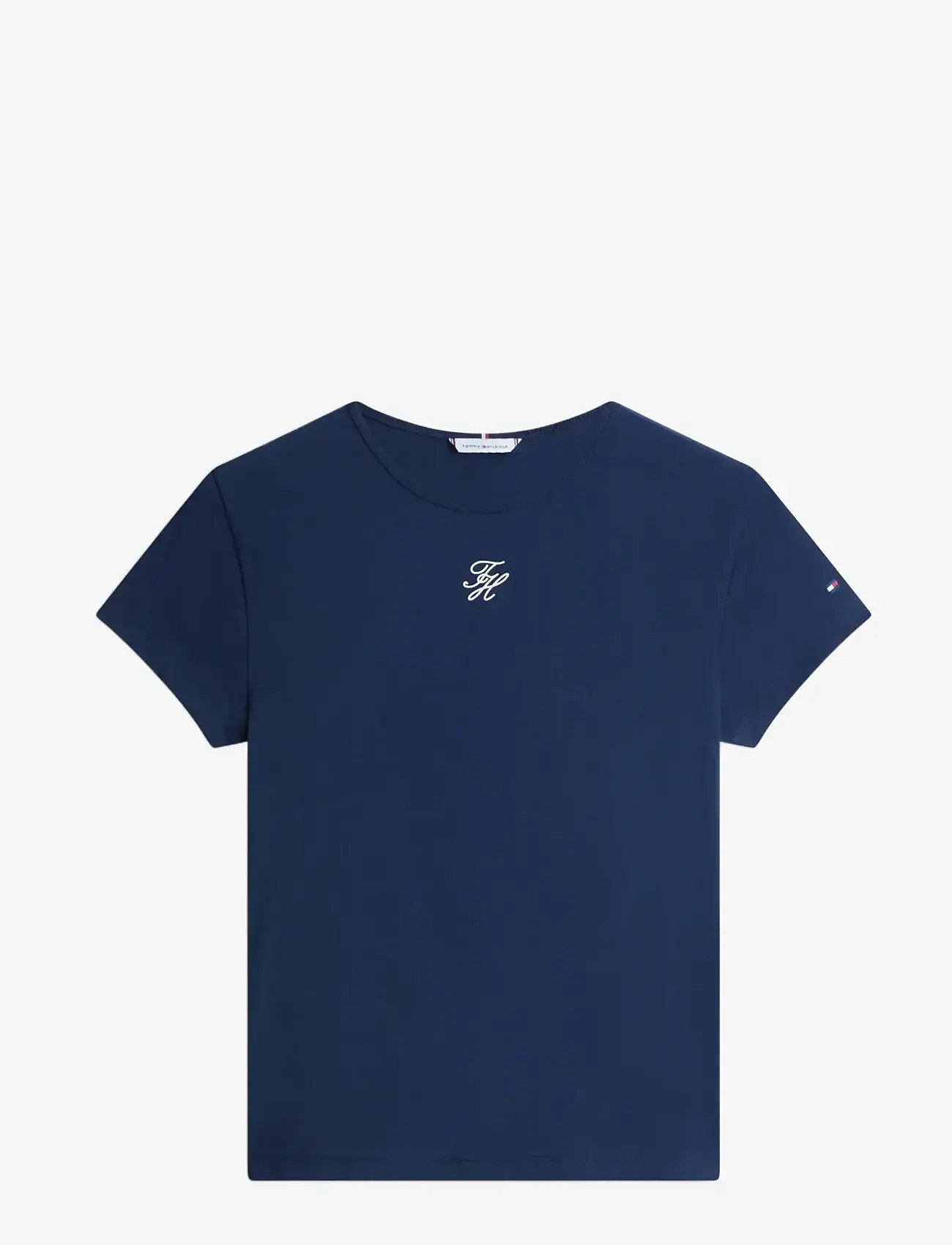 Tommy Hilfiger - TH SCRIPT SLIM SS TEE - laveste priser - dark night navy - 1