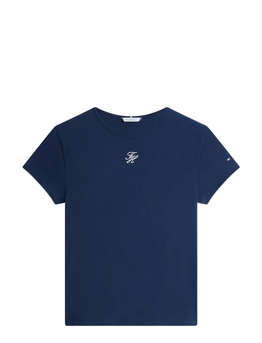 Tommy Hilfiger - TH SCRIPT SLIM SS TEE - t-shirts - dark night navy - 1