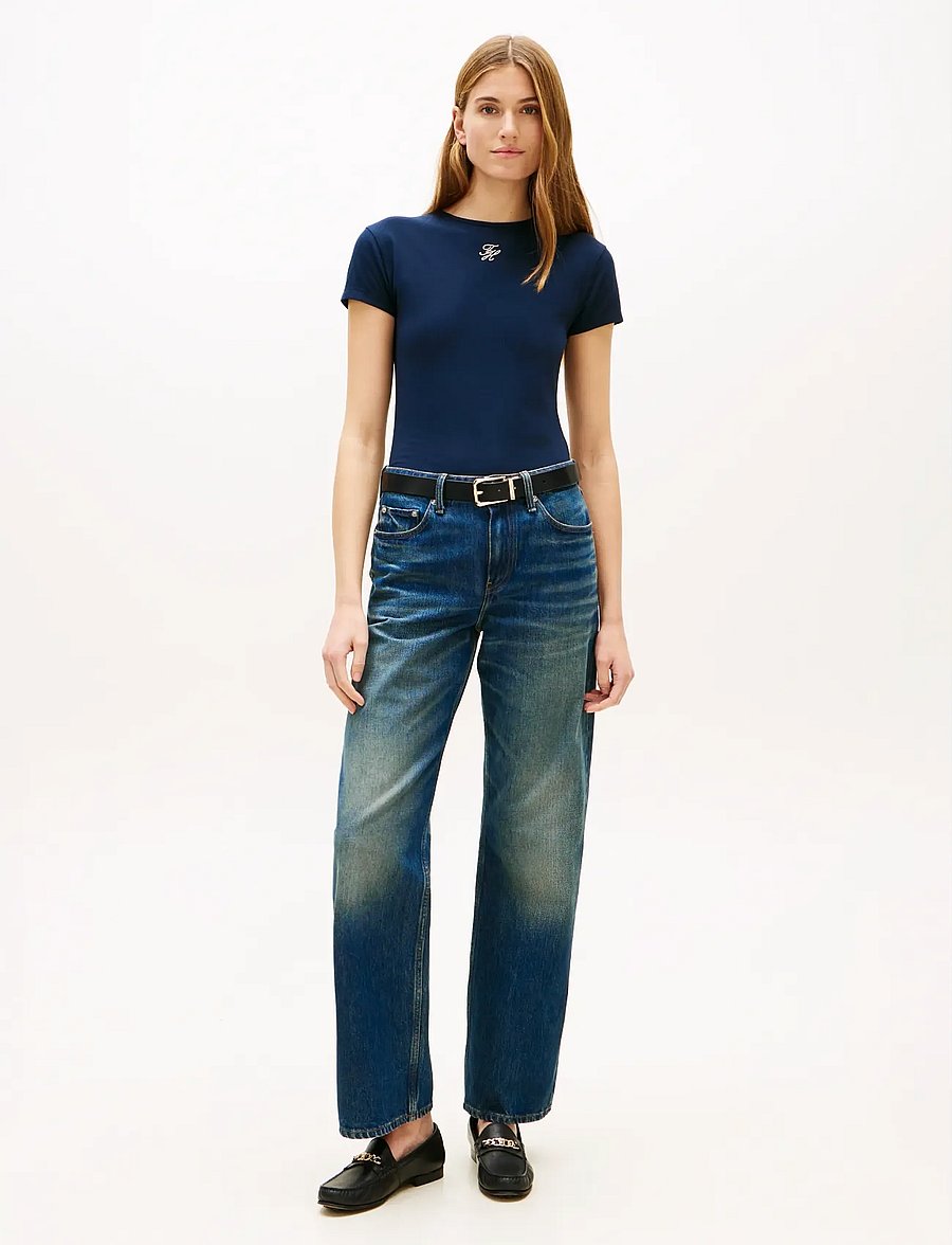 Tommy Hilfiger - TH SCRIPT SLIM SS TEE - t-shirts - dark night navy - 3