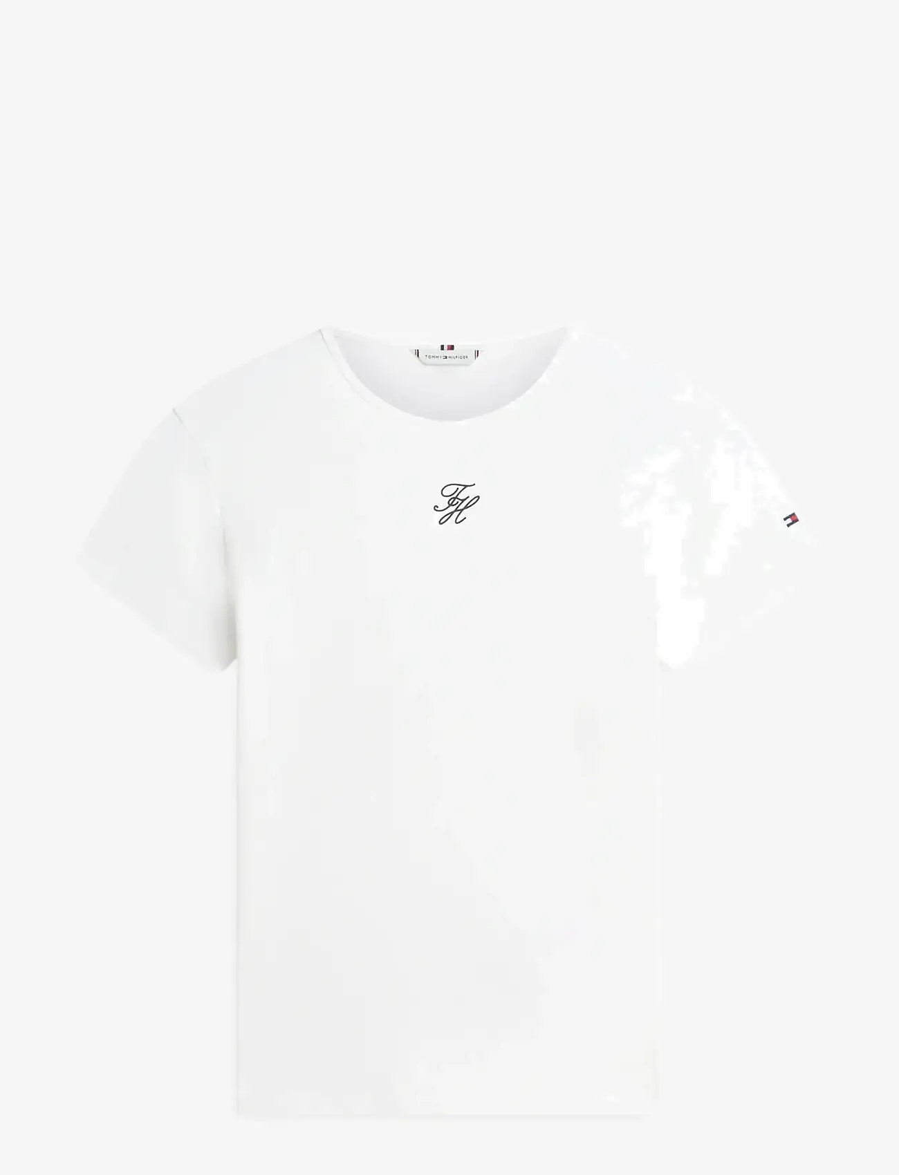 Tommy Hilfiger - TH SCRIPT SLIM SS TEE - t-shirts - ecru - 1