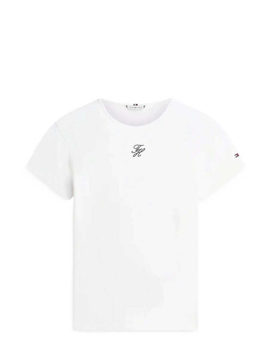 Tommy Hilfiger - TH SCRIPT SLIM SS TEE - t-shirts - ecru - 1