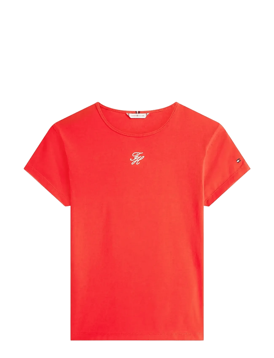 Tommy Hilfiger - TH SCRIPT SLIM SS TEE - t-shirts - fireworks - 1