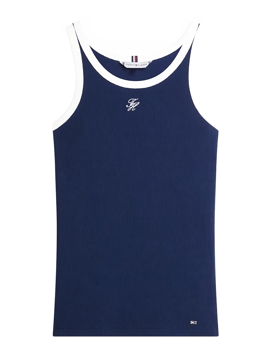 Tommy Hilfiger - CONTRAST BIND RIB TANK - Ärmellose tops - dark night navy - 1