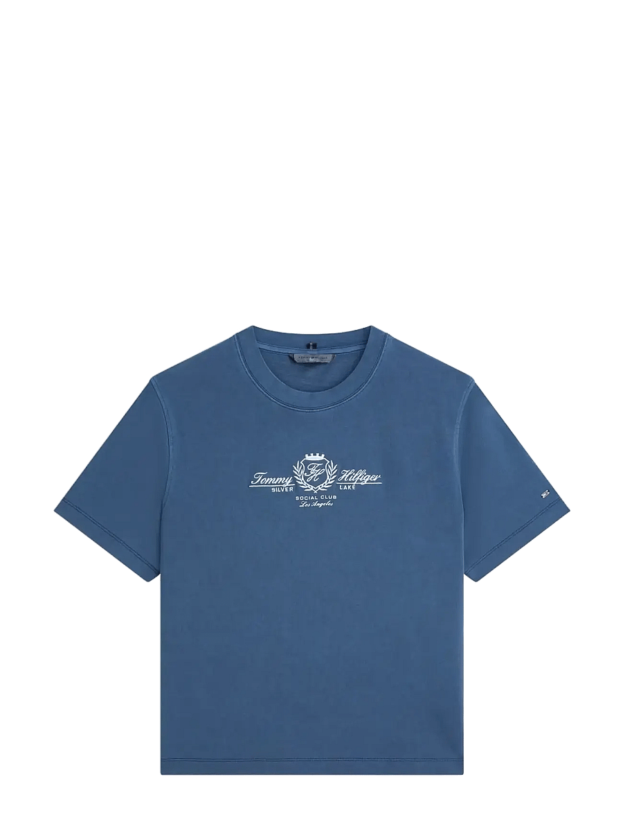Tommy Hilfiger - VARSITY CREST MDRN C-NK SS TEE - t-shirts - dark night navy - 1