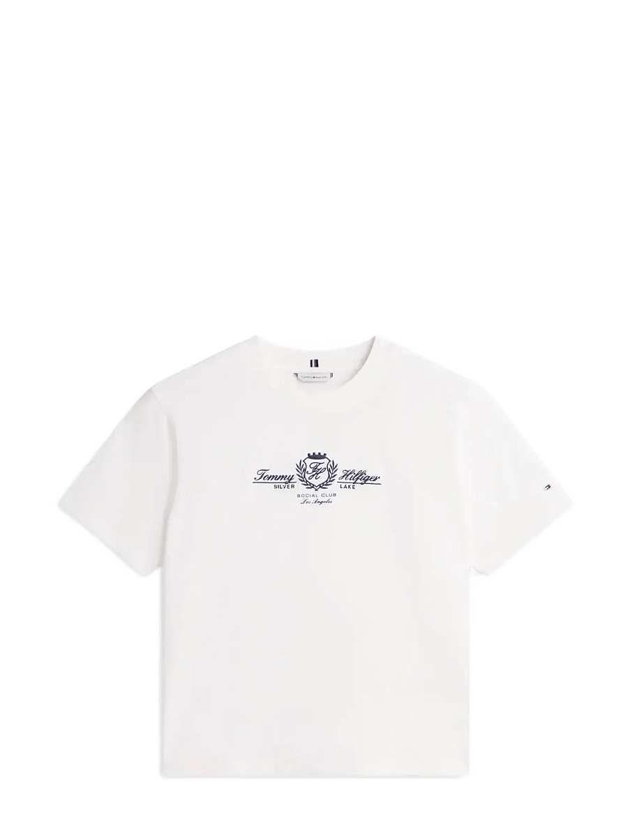 Tommy Hilfiger - VARSITY CREST MDRN C-NK SS TEE - t-särgid - ecru - 1