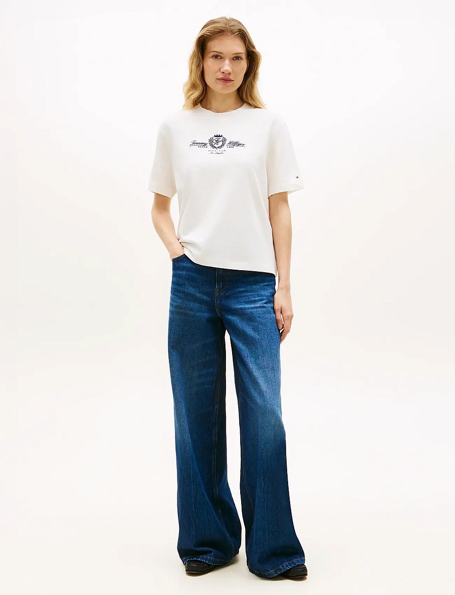 Tommy Hilfiger - VARSITY CREST MDRN C-NK SS TEE - t-särgid - ecru - 3