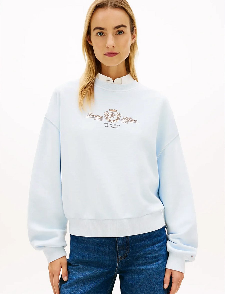 Tommy Hilfiger - VARSITY CREST TERRY SWEATSHIRT - colleget - keepsake blue - 0
